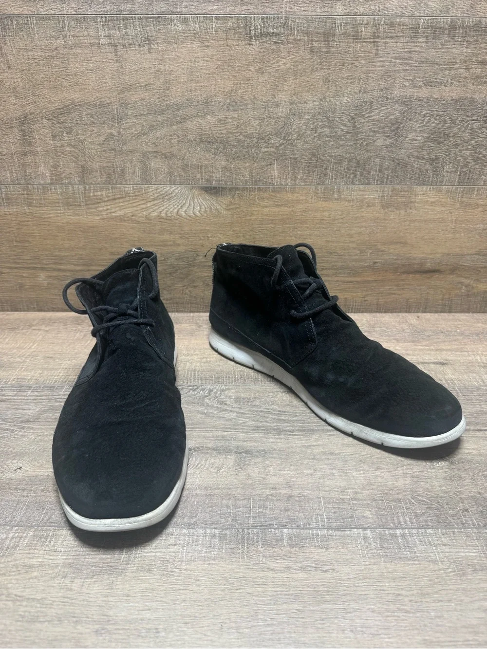 UGG Black Suede Chukka Boots with White Sole
